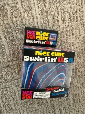 Nice Cube Swirlin' USA Nee Doh Super Solid Squish - Blue/Red/White